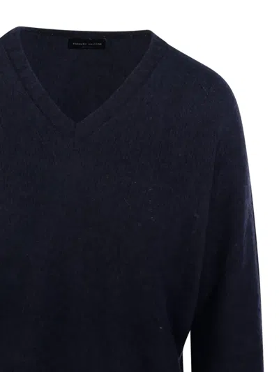 Roberto Collina Wool V Neck Sweater In Black