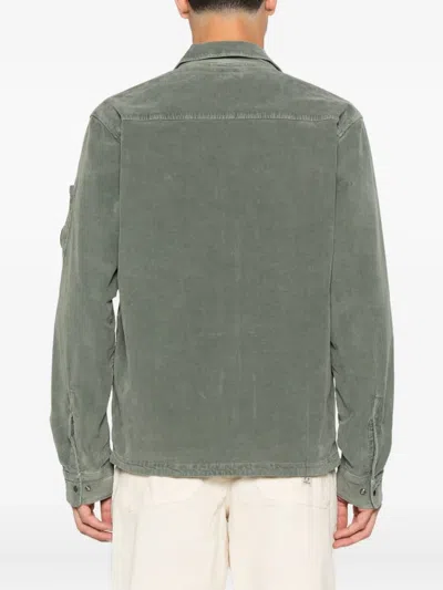 C.p. Company C.p.company Corduroy Shirt Jacket With Lens Detail In Green
