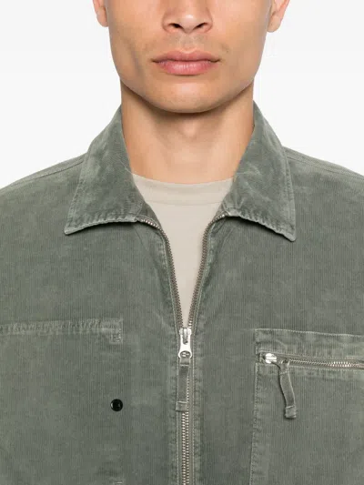C.p. Company C.p.company Corduroy Shirt Jacket With Lens Detail In Green