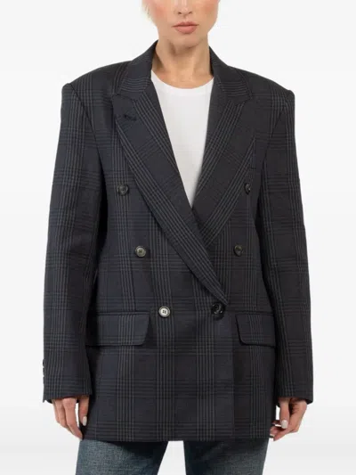 Smythe Checked Double-breasted Jacket In Gray