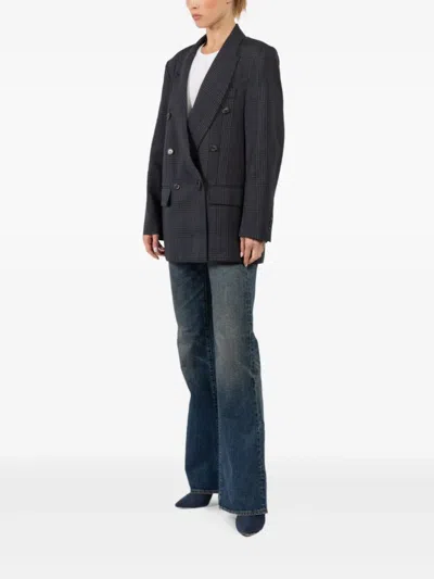 Smythe Checked Double-breasted Jacket In Gray