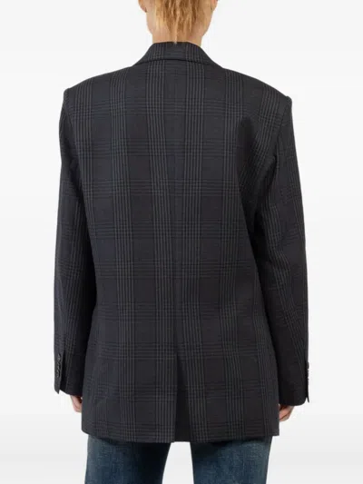 Smythe Checked Double-breasted Jacket In Gray