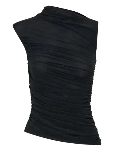 Nicholas Callie Asymmetric Draped Top In Black