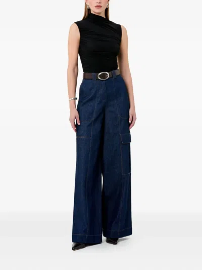 Nicholas Callie Asymmetric Draped Top In Black