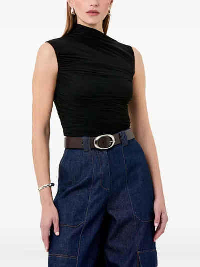 Nicholas Callie Asymmetric Draped Top In Black