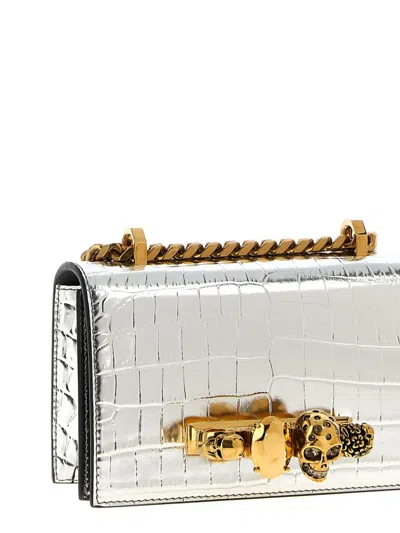 Alexander Mcqueen 'jewelled Satchel' Mini Crossbody Bag In Silver