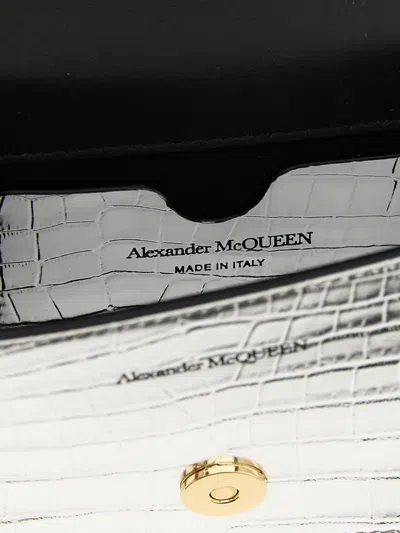 Alexander Mcqueen 'jewelled Satchel' Mini Crossbody Bag In Silver