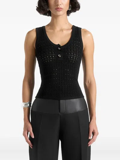 Manière De Voir Nora Pointelle-knit Vest In Black
