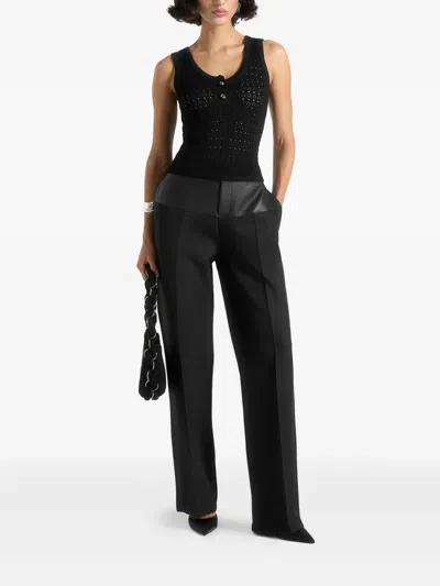 Manière De Voir Nora Pointelle-knit Vest In Black