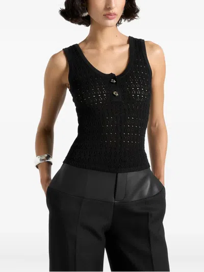 Manière De Voir Nora Pointelle-knit Vest In Black