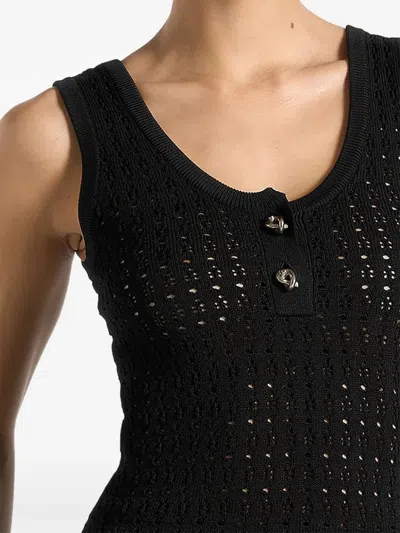Manière De Voir Nora Pointelle-knit Vest In Black