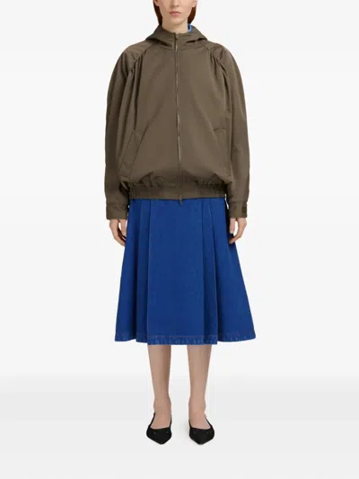 Marni Hooded Bomber Jacket In Green