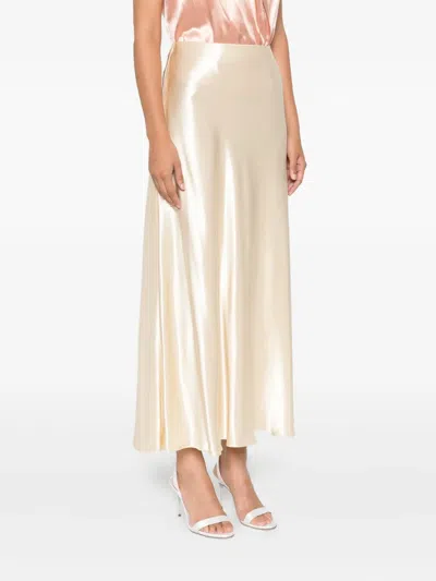 Alberta Ferretti Satin Midi Skirt In Brown