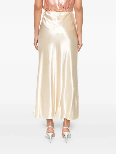 Alberta Ferretti Satin Midi Skirt In Brown