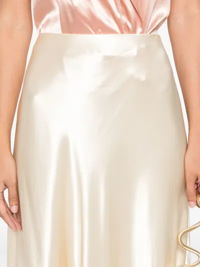 Alberta Ferretti Satin Midi Skirt In Brown