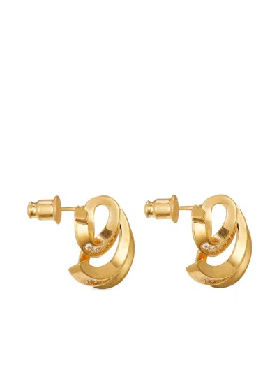 Ferragamo Triple-gancini Crystal-hoop Earrings In Gold