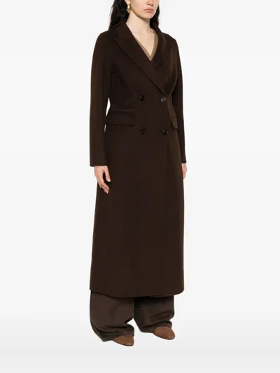 Ermanno Firenze Wool-blend Double Breasted Coat In Black