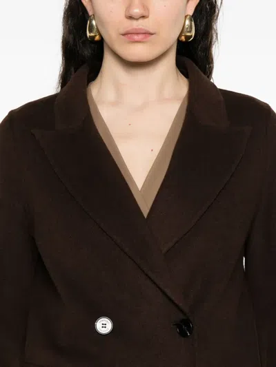 Ermanno Firenze Wool-blend Double Breasted Coat In Black