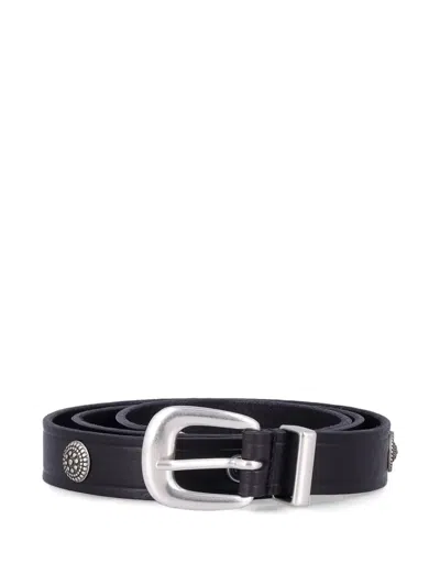 Fabrizio Mancini Norvegia Embossed-buckle Leather Belt In Black