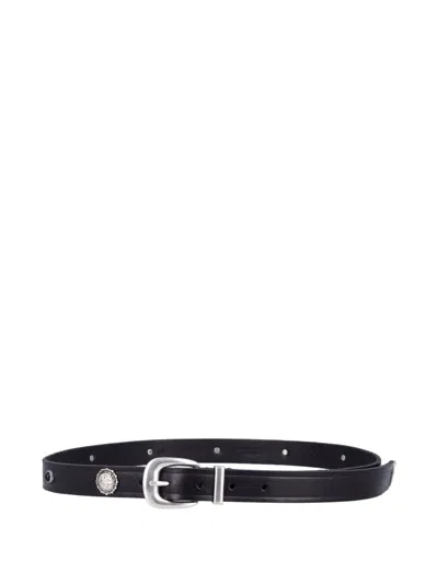 Fabrizio Mancini Norvegia Embossed-buckle Leather Belt In Black
