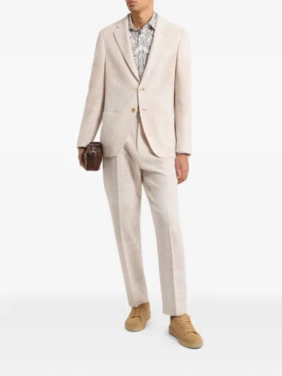 Etro Wool-blend Patchwork Trousers In Neutral