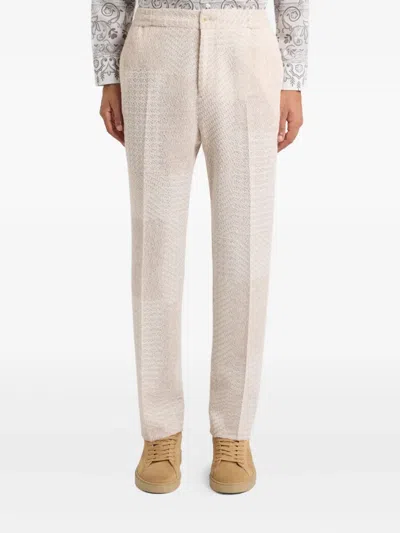 Etro Wool-blend Patchwork Trousers In Neutral