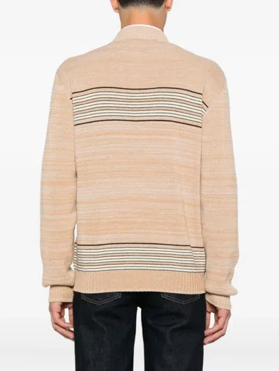 Valentino Pegasus-embroidered Striped Sweater In Neutral