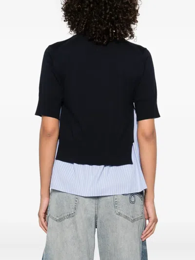 Sacai X Women's Poplin X Knit Pullover In Black