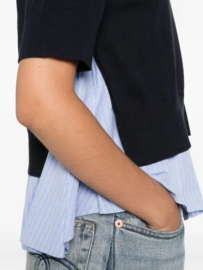 Sacai X Women's Poplin X Knit Pullover In Black