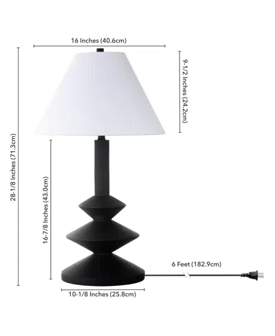 Hudson & Canal Abilene 28" Resin Triple Gourd Lamp With Fabric Shade In Black