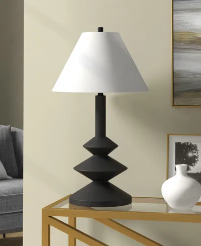 Hudson & Canal Abilene 28" Resin Triple Gourd Lamp With Fabric Shade In Black