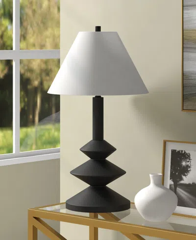Hudson & Canal Abilene 28" Resin Triple Gourd Lamp With Fabric Shade In Black