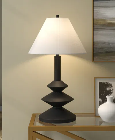 Hudson & Canal Abilene 28" Resin Triple Gourd Lamp With Fabric Shade In Black
