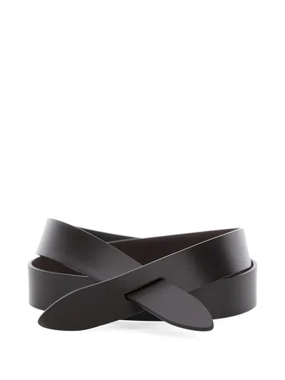 Isabel Marant Brown Belt With Braided Design In Leather Woman In Black