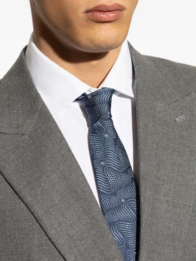 Etro Patterned Silk Tie In Blue