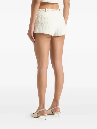 Manière De Voir Elina Chain-belt Tweed Mini Shorts In White