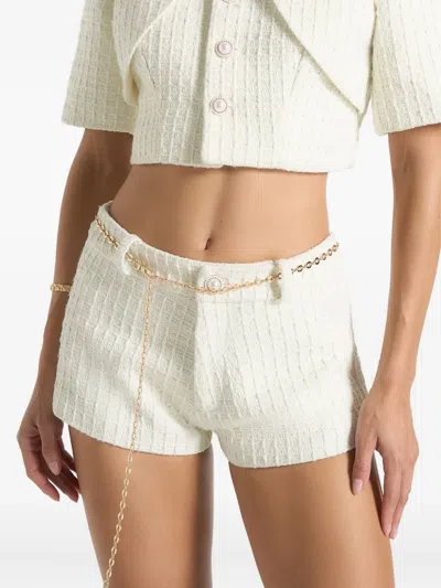 Manière De Voir Elina Chain-belt Tweed Mini Shorts In White