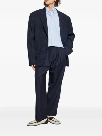 Paul & Shark Soffio Linen Shirt With Striped Pattern In Blue