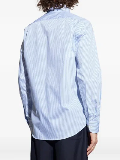 Paul & Shark Soffio Linen Shirt With Striped Pattern In Blue