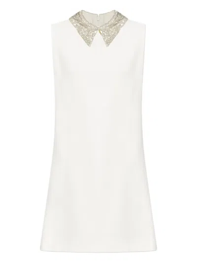 Versace Embellished-collar Sleeveless Mini Dress In White