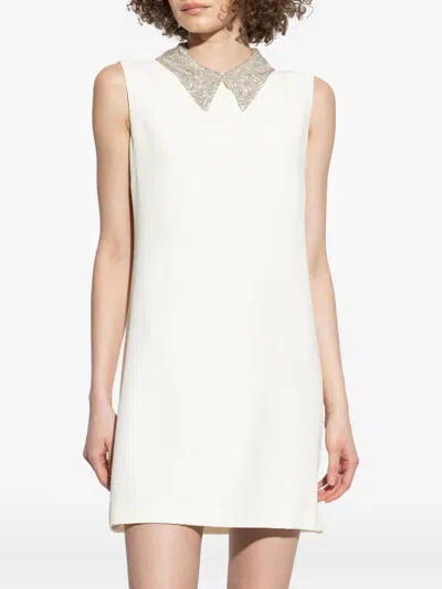Versace Embellished-collar Sleeveless Mini Dress In White