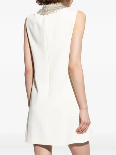 Versace Embellished-collar Sleeveless Mini Dress In White