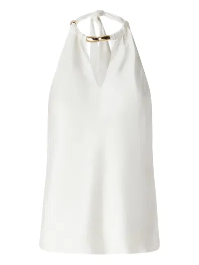 Pinko Halterneck Sleeveless Top Keyhole Detail In White