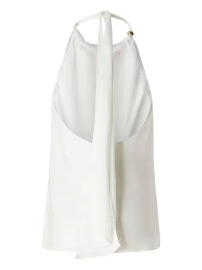 Pinko Halterneck Sleeveless Top Keyhole Detail In White