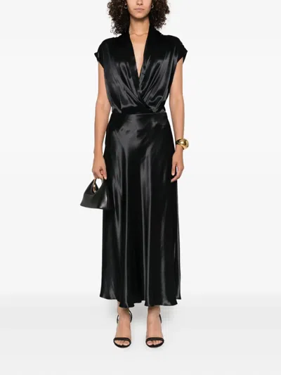 Alberta Ferretti Satin-effect Twist Blouse In Black
