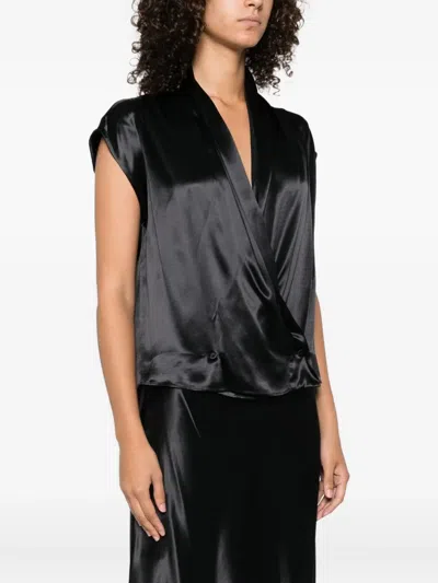 Alberta Ferretti Satin-effect Twist Blouse In Black