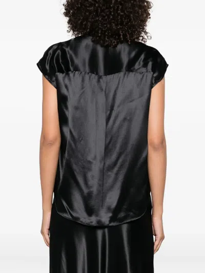 Alberta Ferretti Satin-effect Twist Blouse In Black