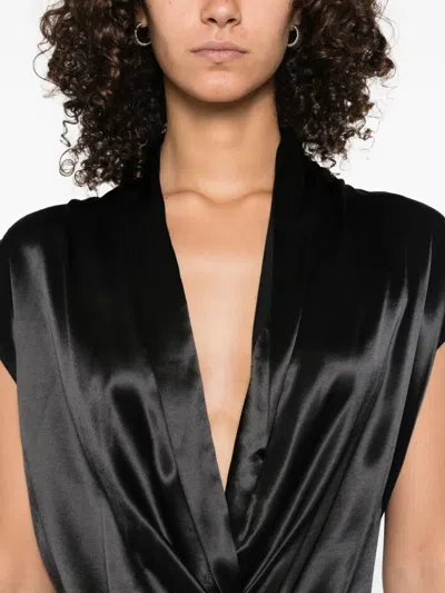 Alberta Ferretti Satin-effect Twist Blouse In Black