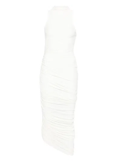 Jacquemus Asymmetric Hem Sleeveless High Neck Dress In White