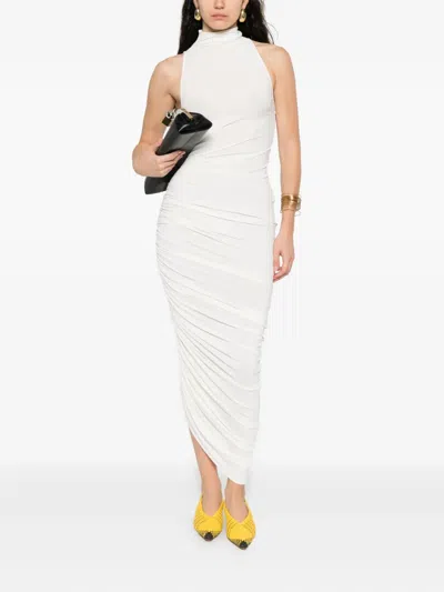 Jacquemus Asymmetric Hem Sleeveless High Neck Dress In White